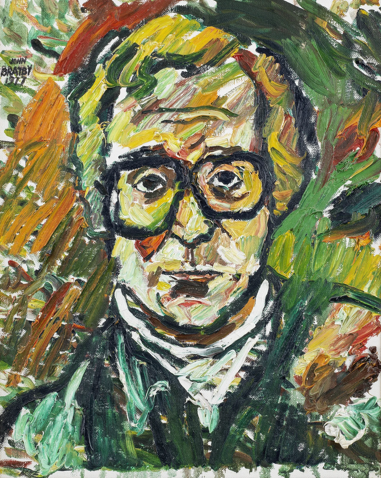 主木拍品之一，John Bratby R.A. (British, 1928-1992) Portrait of Sir Michael Caine 50.8 x 40.7 cm。英國畫家John Bratby為米高．肯恩繪製的肖像。落槌價£31,500。