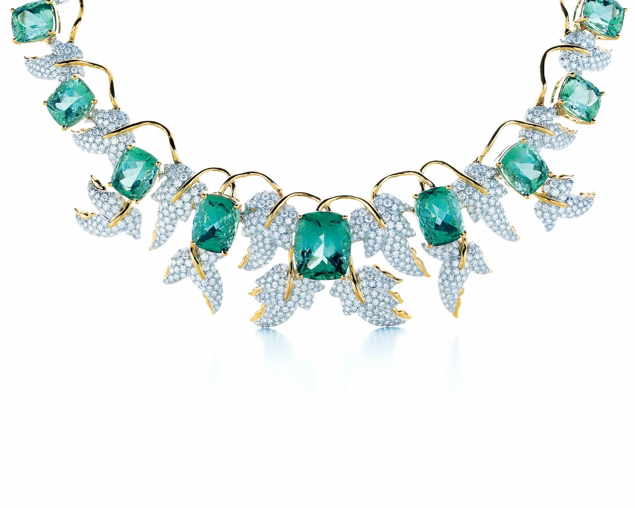 18K黃金鑲嵌綠碧璽和鑽石項鍊，Jean Schlumberger設計作品