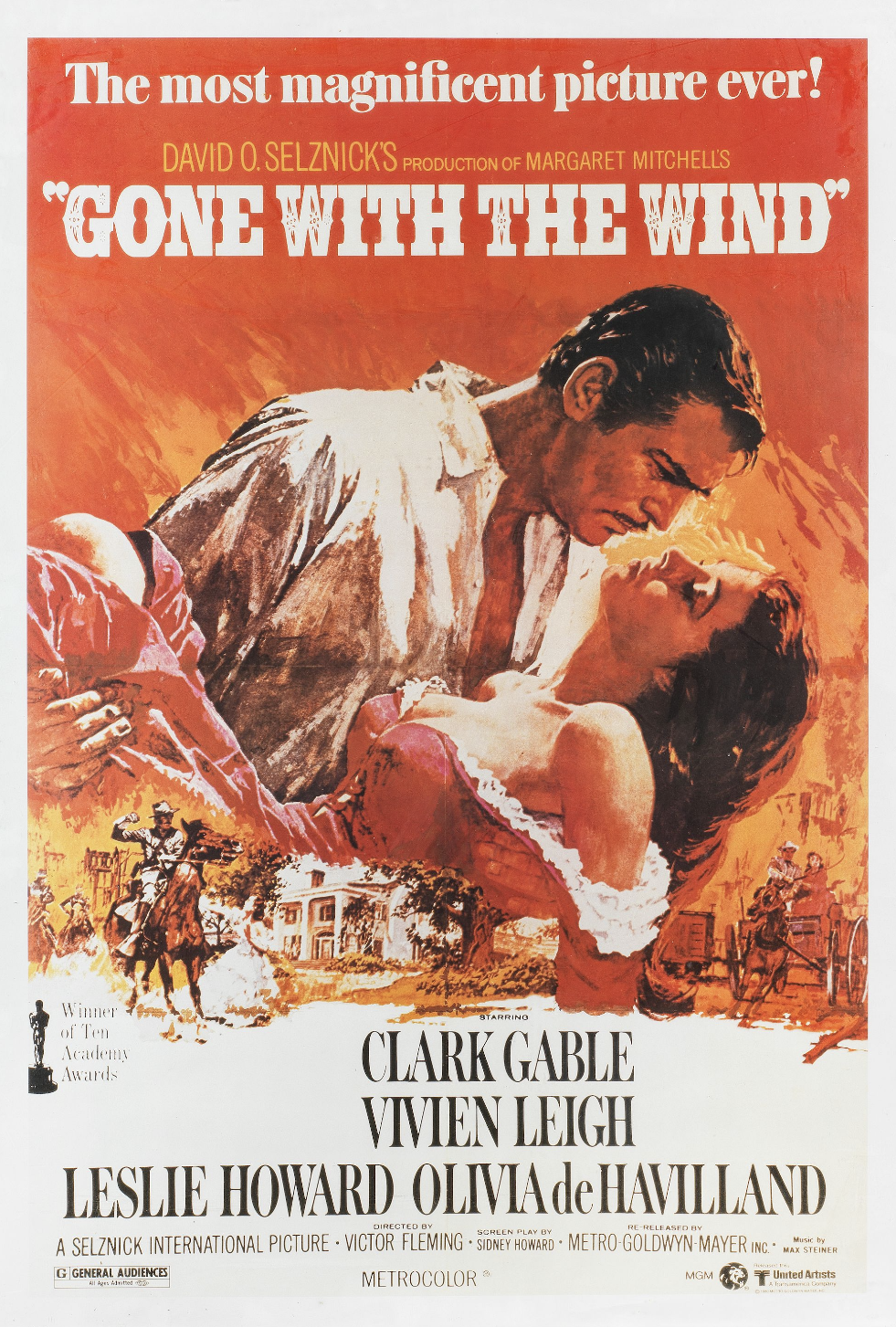 肯恩珍藏之《亂世佳人》電影畫報。Gone With the Wind, MGM, 1980 re-release, US one sheet poster, artwork by Howard Terpning, 66cm x 96cm。£956.25成交。